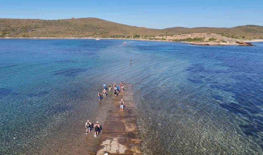 Ayvalık'ta düzenlenen doğa yürüyüşü, Cunda Adası'ndan Maden Adası'na denizden geçişle