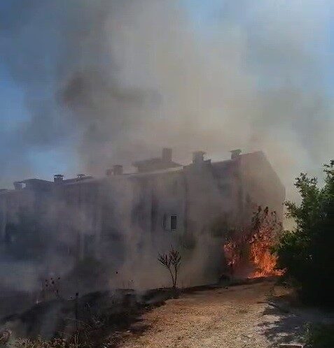 Adıyaman'ın İndere Bölgesi'nde başlayan anız yangını, rüzgarın etkisiyle hızla bahçelere