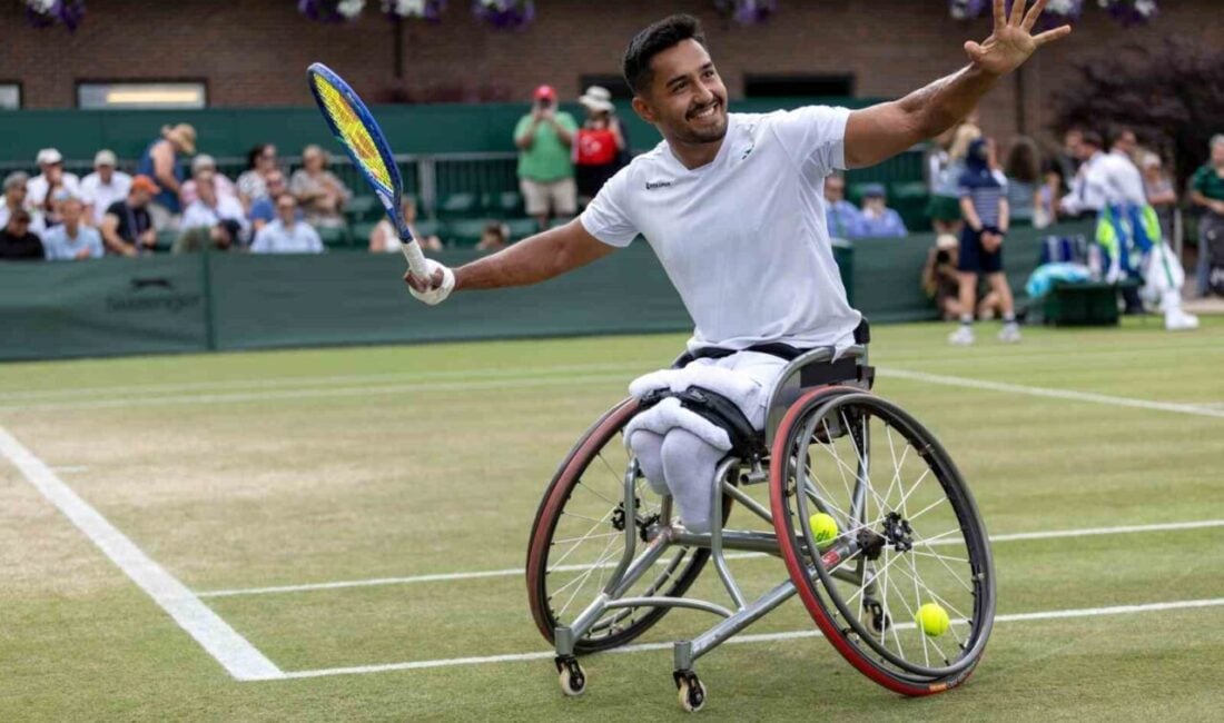 Wimbledon'da tekerlekli sandalye Quad kategorisinde mücadele eden Ahmet Kaplan, çeyrek