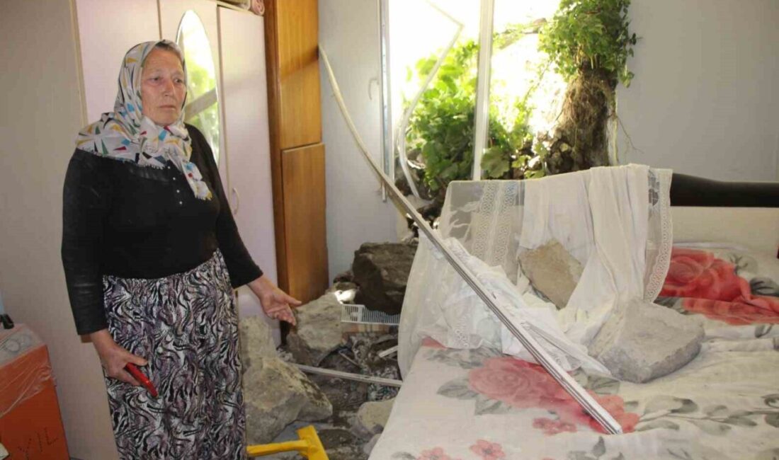 Amasya'da bir evin istinat duvarı çöktü. Menekşe Sarı, olay sırasında