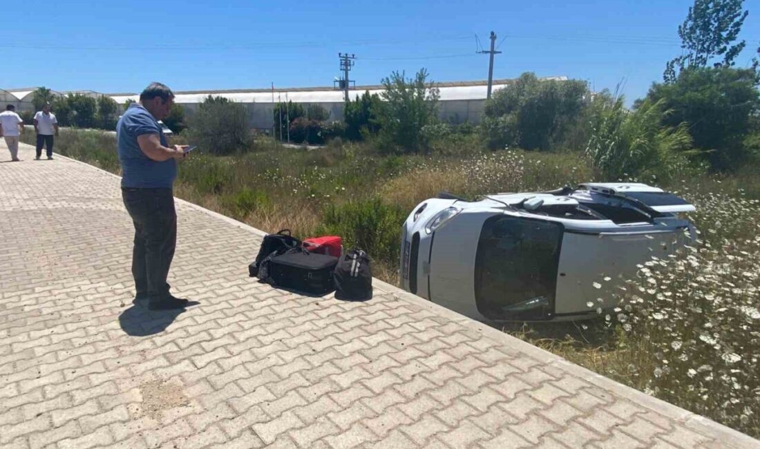 Antalya'nın Serik ilçesinde Kamil Taşevi'nin kullandığı hafif ticari araç şarampole