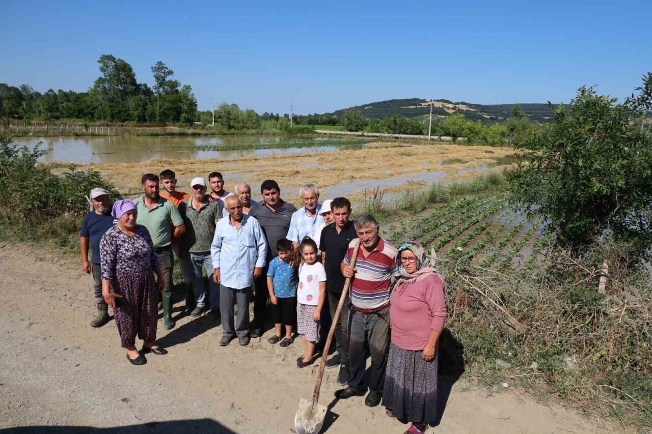 Samsun'un Bafra ilçesindeki Örencik Mahallesi'nde su kanalının tıkanması nedeniyle yaşanan