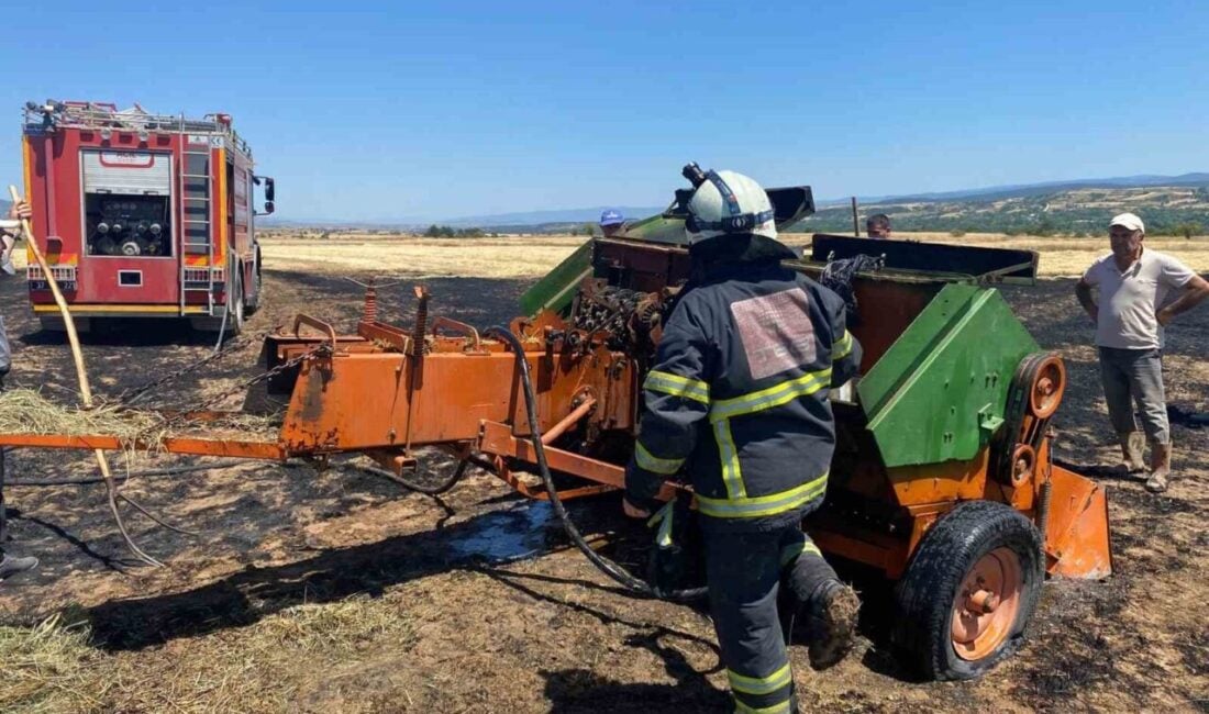 Kastamonu’nun Hoca köyünde bir balya makinesinde çıkan yangın tarlaya yayıldı.