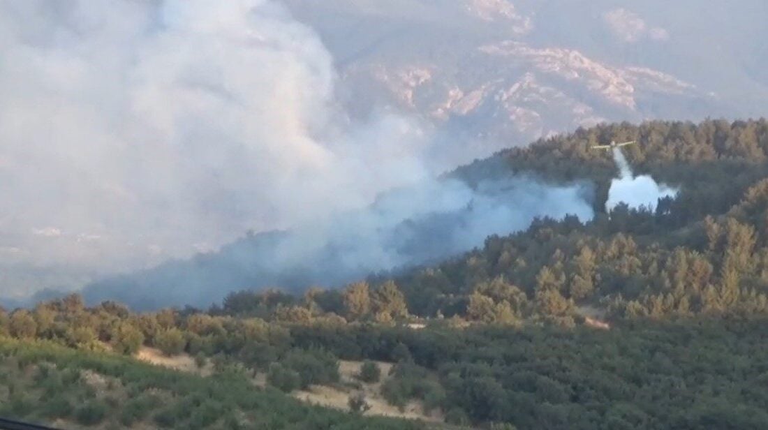 Çanakkale'nin Bayramiç ilçesinde akşam saatlerinde başlayan orman yangınına müdahale sürüyor.