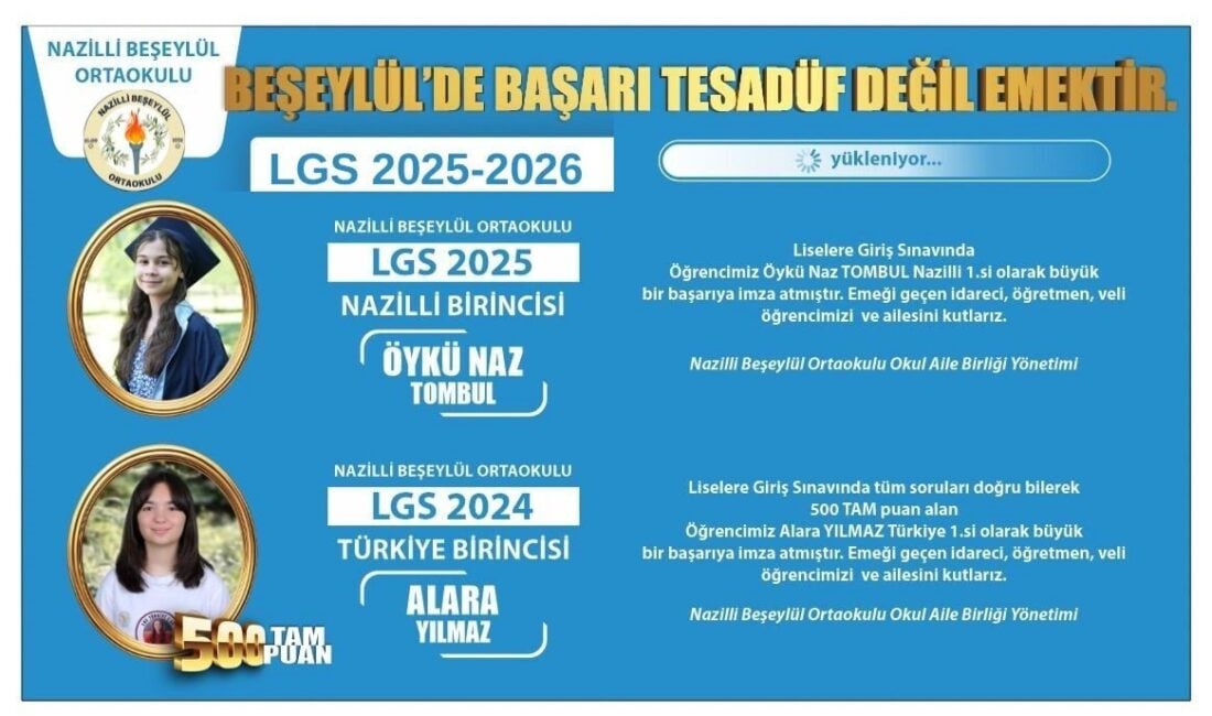 Nazilli Beşeylül Ortaokulu, LGS'de Nazilli birincisi Öykü Naz Tombul ile
