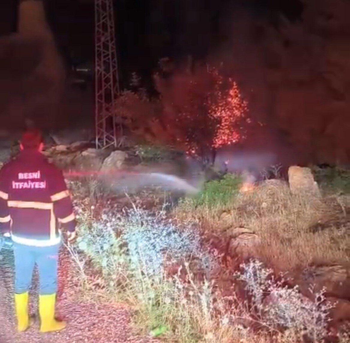 Adıyaman'ın Besni ilçesindeki Kıraçhayma ve Körtenli köylerinde çıkan orman yangınında