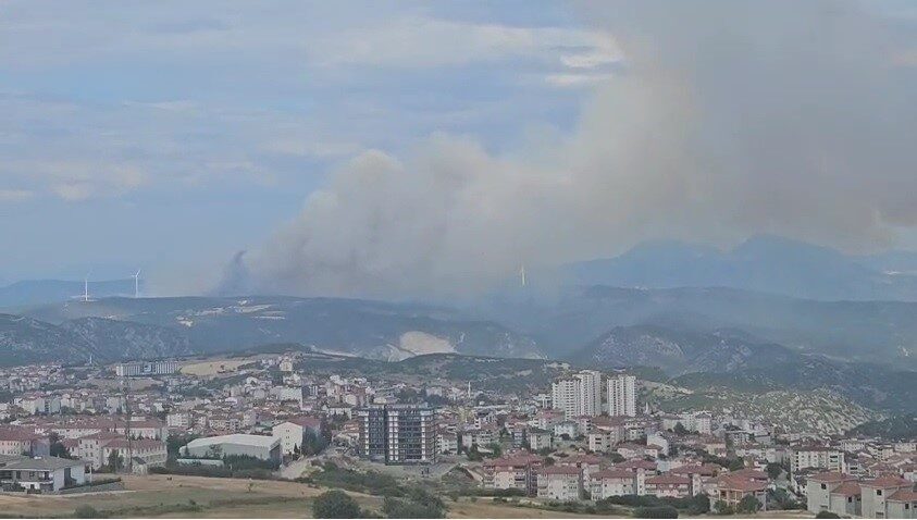 Bilecik’te rüzgarın etkisiyle hızla yayılan orman yangınları, kent merkezine dumanları