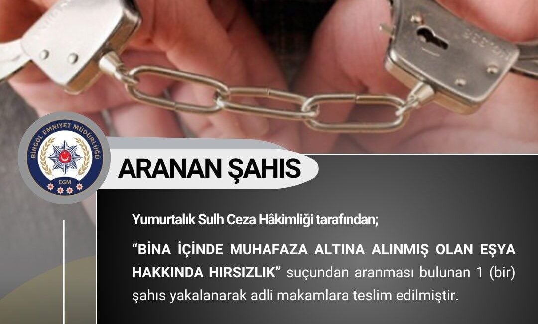 Bingöl'de Emniyet Müdürlüğü, çeşitli suçlardan aranan 4 kişiyi yakaladı. Ayrıca,