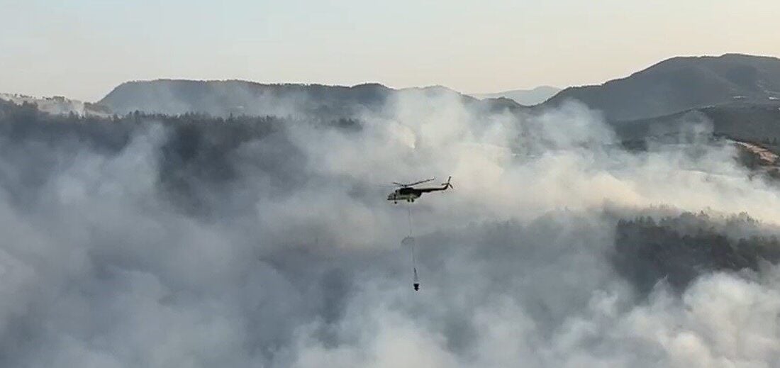 Bursa'dan Balıkesir'in Dursunbey ilçesine yayılan orman yangınına yönelik müdahale devam