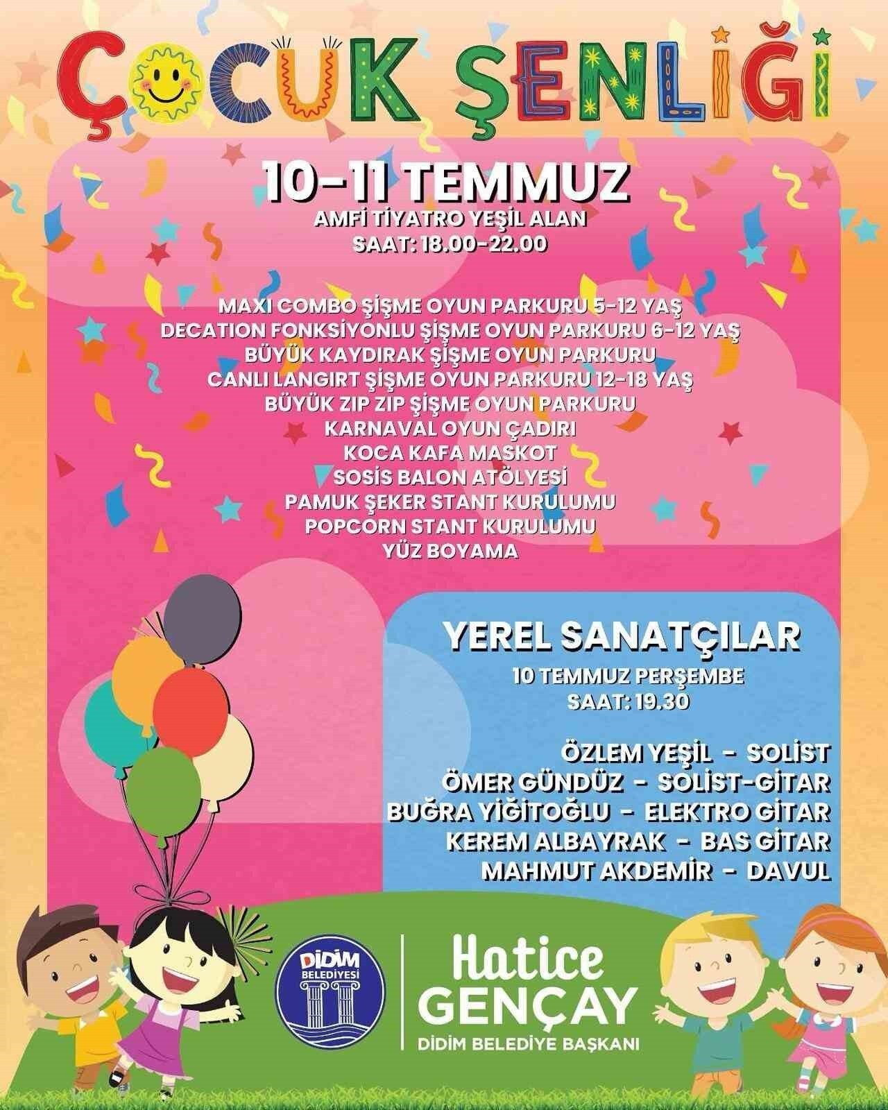 Didim Belediyesi, 10-11 Temmuz tarihlerinde Amfi Tiyatro Yeşil Alan’da Çocuk