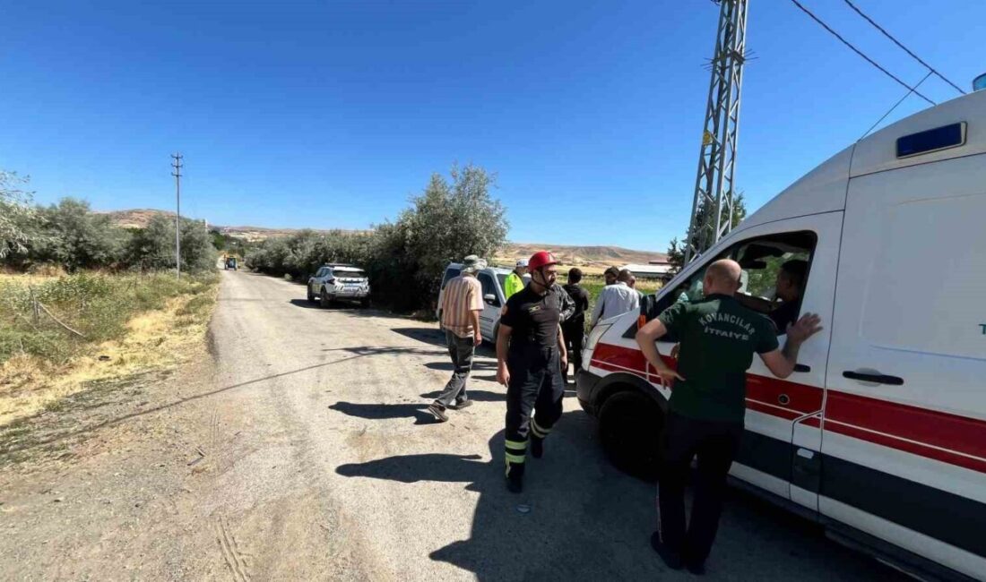 Elazığ'ın Kovancılar ilçesinde sürücüsünün kontrolünü kaybettiği hafif ticari araç, direğe