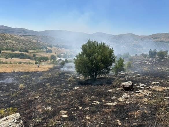 Elazığ'ın Sivrice ilçesindeki Yoncapınar köyünde otluk alanda çıkan yangın, Orman