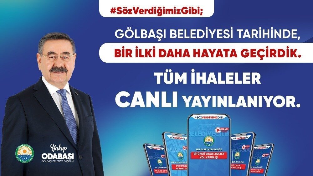 Gölbaşı Belediyesi, Başkan Yakup Odabaşı'nın öncülüğünde, ihaleleri sosyal medya üzerinden