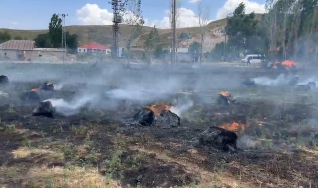Hakkari'nin Yüksekova ilçesinde Karlı köyündeki tarım arazisinde çıkan yangında yaklaşık