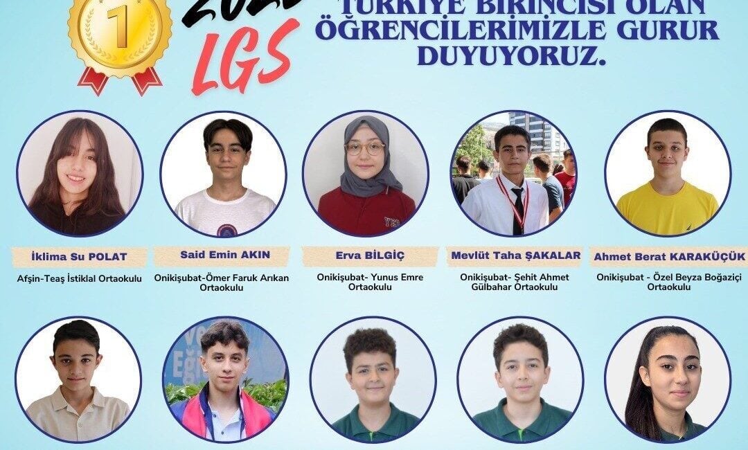 Kahramanmaraş'tan 10 öğrenci, Liselere Geçiş Sistemi (LGS) sınavında 500 tam