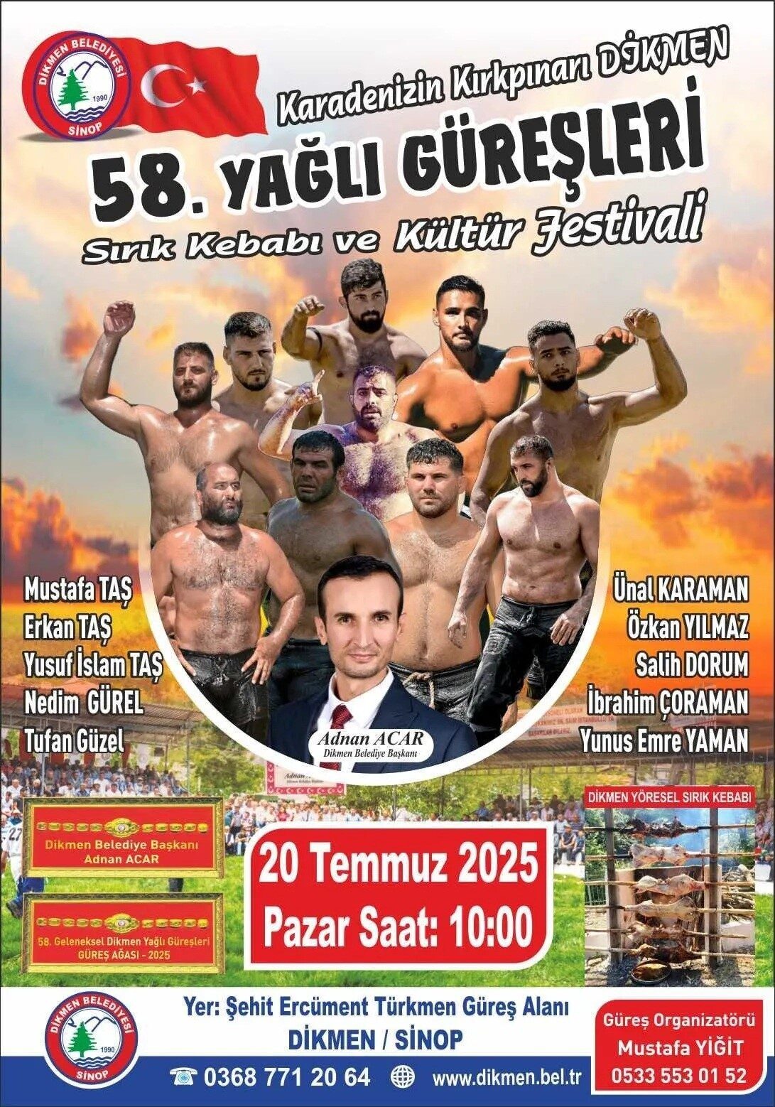 Sinop’un Dikmen ilçesi, 20 Temmuz Pazar günü 58. Dikmen Yağlı