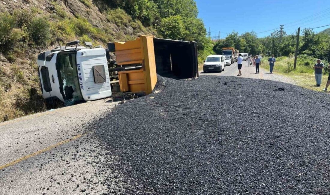Kastamonu'nun Bozkurt ilçesinde A.K. yönetimindeki sıcak asfalt yüklü kamyon, fren