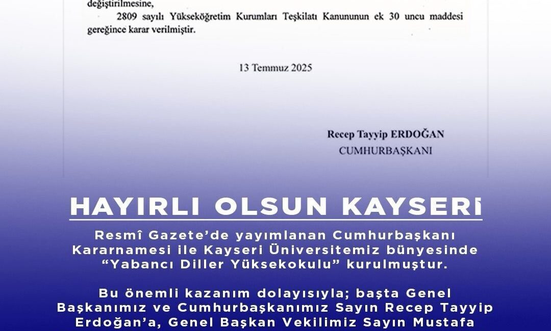 AK Parti Kayseri İl Başkanı Hüseyin Okandan, Kayseri Üniversitesi'nde Yabancı