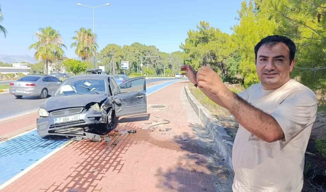 Antalya'nın Manavgat ilçesinde Azad Ö. yönetimindeki otomobil, lastiğinin patlaması sonucu