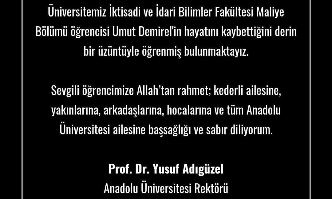 Anadolu Üniversitesi Rektörü Prof. Dr. Yusuf Adıgüzel, kalp krizi nedeniyle