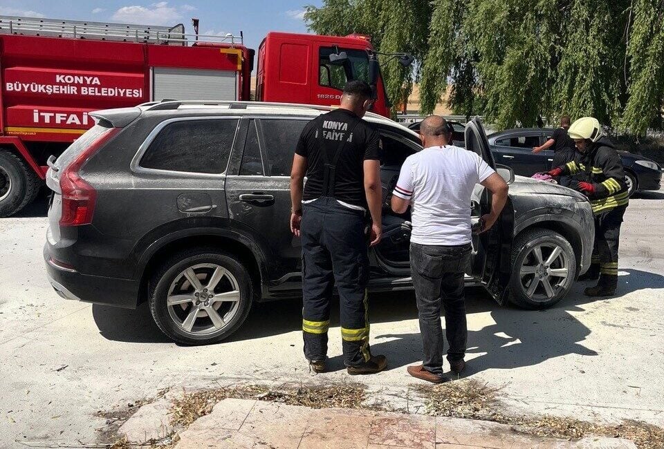 Konya'nın Kulu ilçesinde C.C. yönetimindeki cipte yangın paniği yaşandı. Araç,