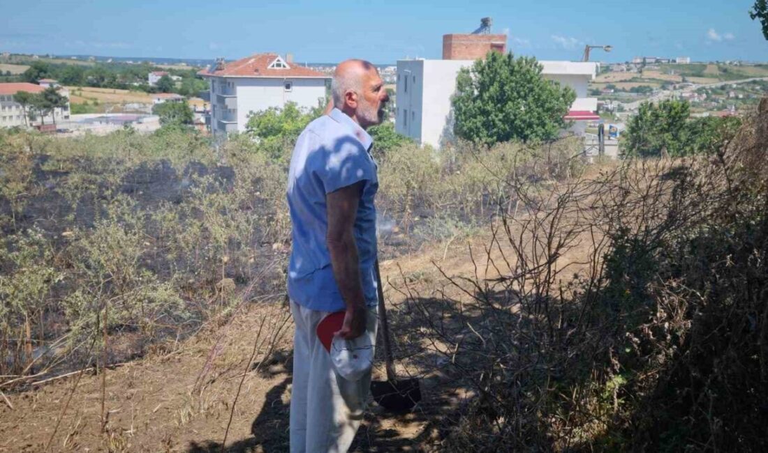 Sinop'un Ordu Mahallesi'nde bir vatandaşın tarlasında yaktığı çöpler rüzgar nedeniyle