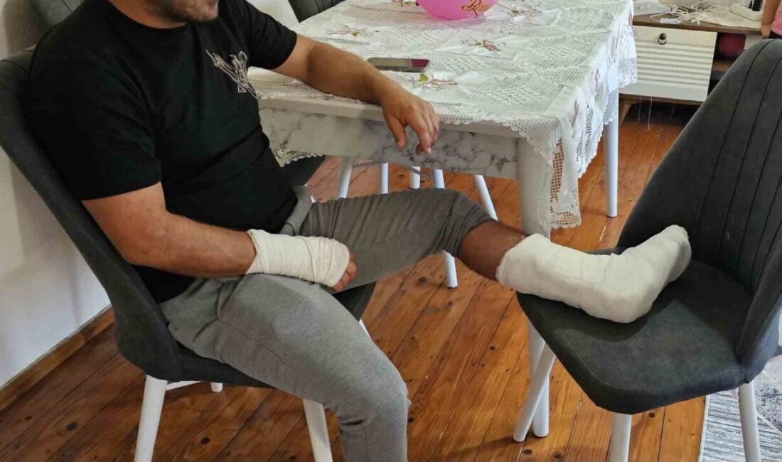 Kastamonu'nun Cide ilçesinde sokak köpeğinin saldırısına uğrayan Tuğrul Kış, ayağında