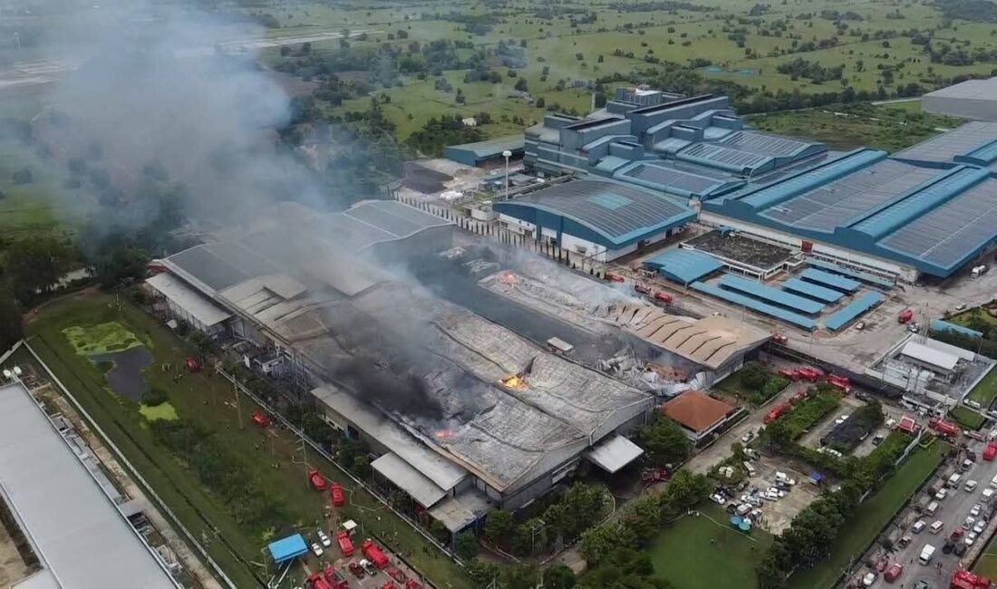 Tayland'ın Saraburi eyaletindeki bir kağıt fabrikasında meydana gelen yangında 8