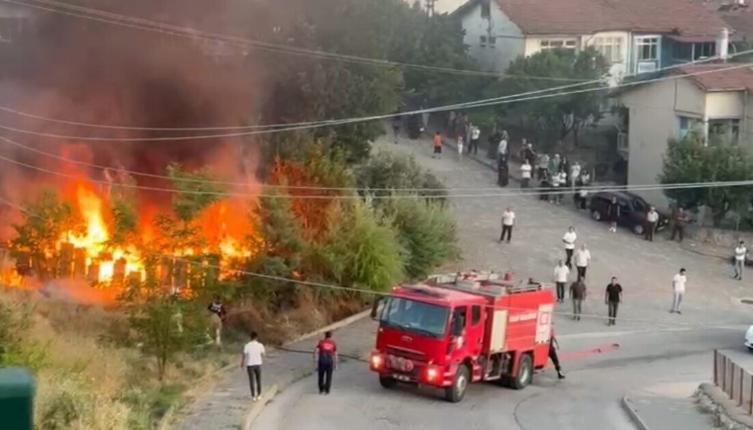 Tokat'ta Bedestenlioğlu Mahallesi'nde arı kovanlarının bulunduğu alanda çıkan yangın, itfaiye