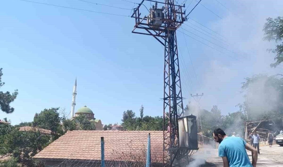 Çorum'un Osmancık ilçesinde Kargı köyünde bir elektrik direğinden kaynaklanan yangın,