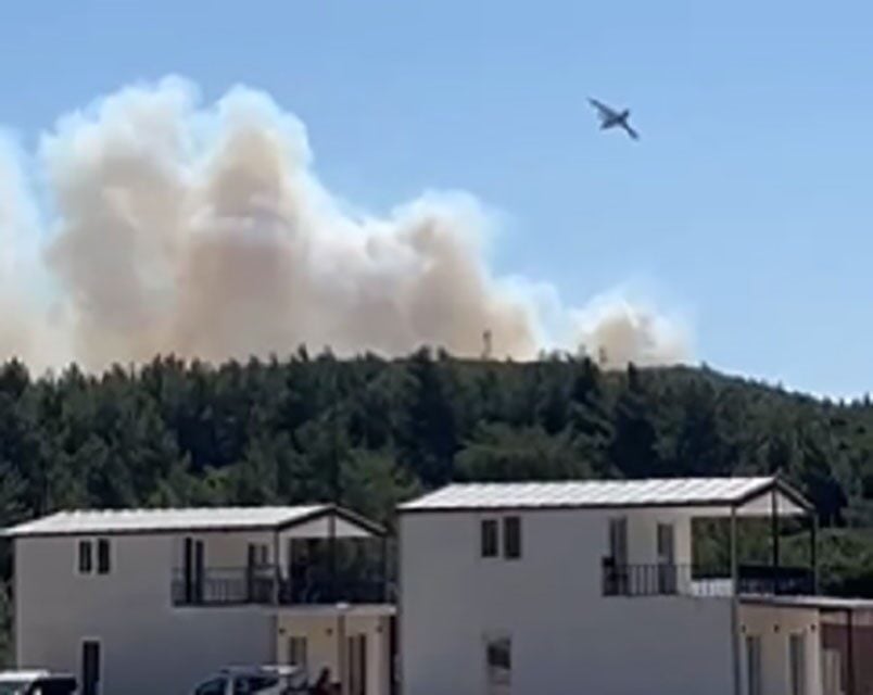 İzmir'in Urla ilçesinde, Naipli Mahallesi yakınlarındaki makilik alanda çıkan yangına