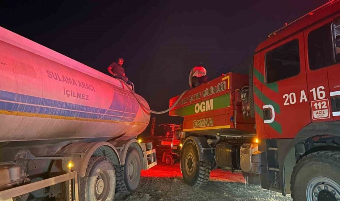 Uşak'ta kontrol altına alınan üç ayrı yangında, soğutma çalışmaları sürerken,