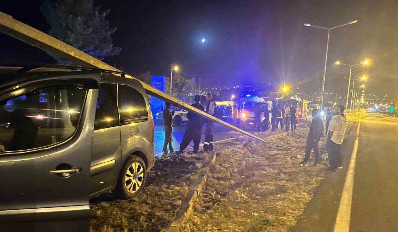 Van'ın Gevaş ilçesinde bir hafif ticari kamyonetin aydınlatma direğine çarpması