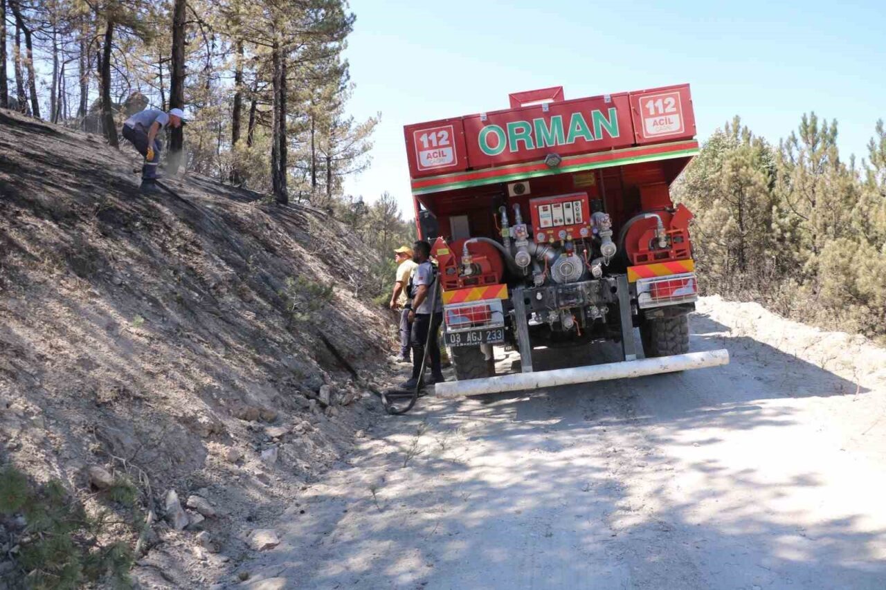 Afyonkarahisar'daki orman yangını kontrol altına alındı, ancak soğutma çalışmaları devam