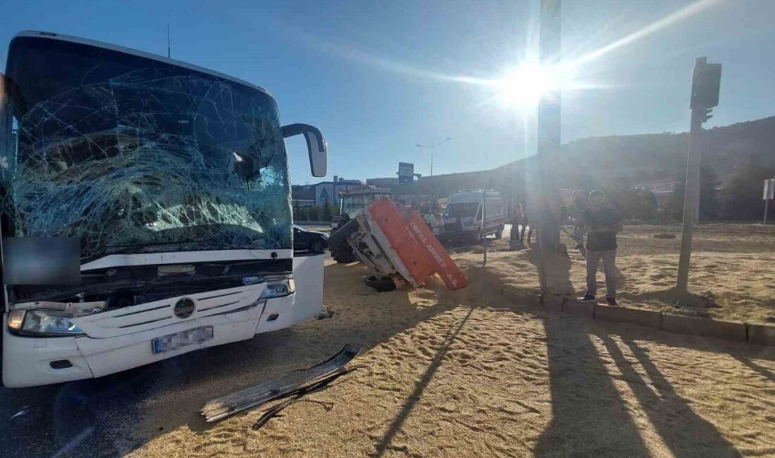 Kırıkkale'nin Yahşihan bölgesinde sabah saatlerinde bir yolcu otobüsü ile traktör
