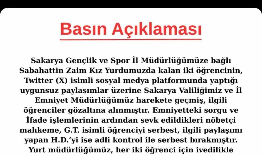 Sakarya'da bir kız yurduna ait pornografik görüntülerin sosyal medyada paylaşılması
