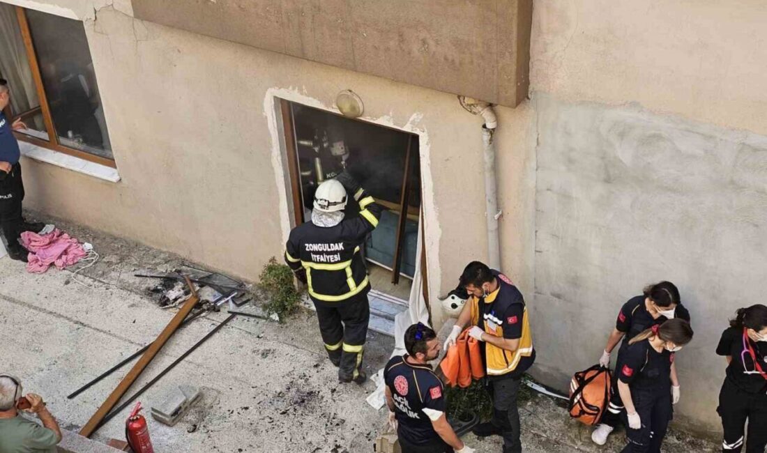 Zonguldak'ta Bahçelievler Mahallesi'ndeki bir apartmanın zemin katındaki dairede gerçekleşen patlama