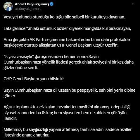 AK Parti Genel Başkan Yardımcısı Ahmet Büyükgümüş, CHP Genel Başkanı
