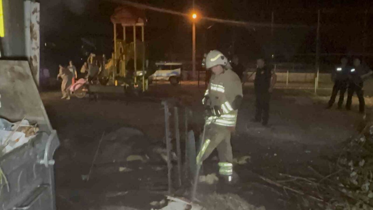 Düzce'nin Fevzi Çakmak Mahallesi'nde çıkan anız yangını, elektrik direğinin kablolarına
