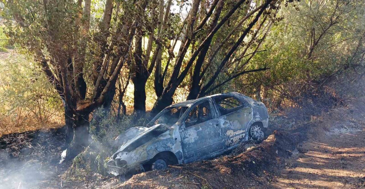 Ankara'nın Elmadağ ilçesinde H.K. adlı sürücünün köy yolunda otomobiliyle ağaca