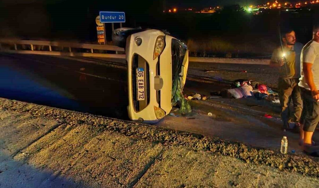 Burdur'da, Sevinç E. (40) yönetimindeki otomobilin kontrolden çıkarak devrilmesi sonucu