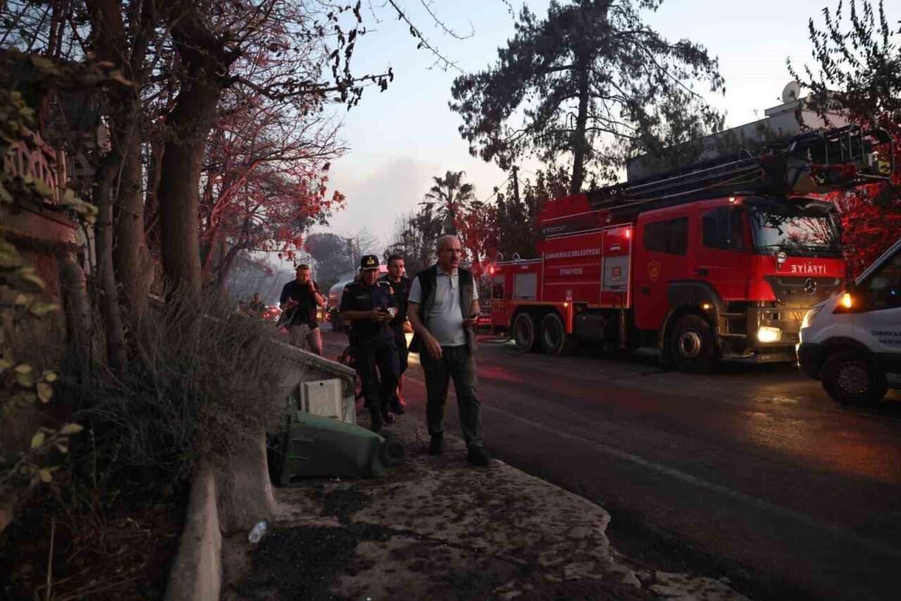 Çanakkale'nin Kepez beldesinde tarım arazisinde başlayan yangın, rüzgarın etkisiyle ormanlık