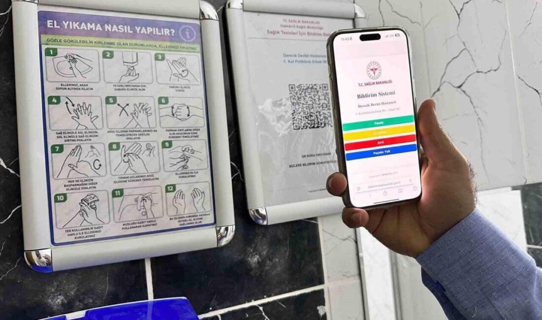 Hakkari'nin Derecik Devlet Hastanesi'nde, Sağlık Bakanlığı'nın başlattığı QR Kod Temizlik