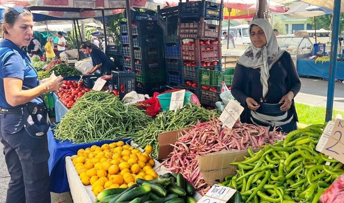 Aydın'ın Efeler ilçesinde zabıta ekipleri, pazar yerlerinde fiyat etiketi denetimlerini