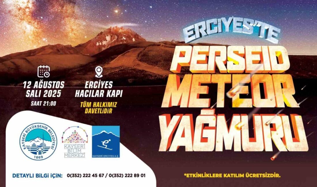 Kayseri Büyükşehir Belediyesi, 12 Ağustos'ta Erciyes'te Perseid Meteor Yağmuru Görsel