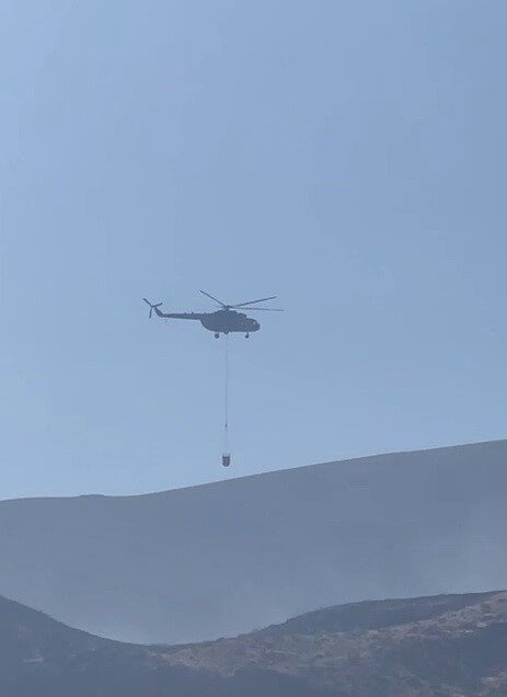 Adıyaman'da Ulubaba Dağı eteklerinde meydana gelen orman yangını, karada ve