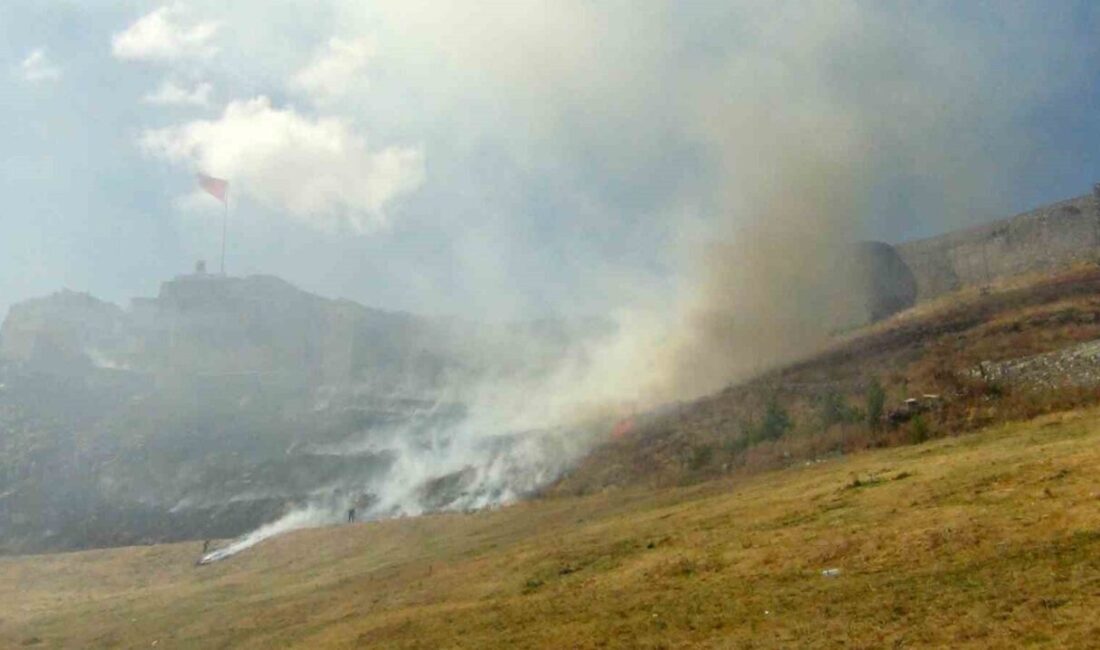 Kars Kalesi eteklerinde çıkan anız yangını, kimliği belirsiz kişilerin başlattığı
