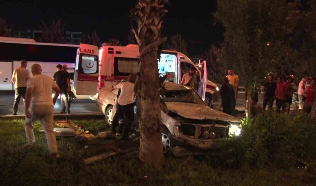 Antalya'da kontrolden çıkan bir aracın refüjdeki palmiye ağacına çarpması sonucu