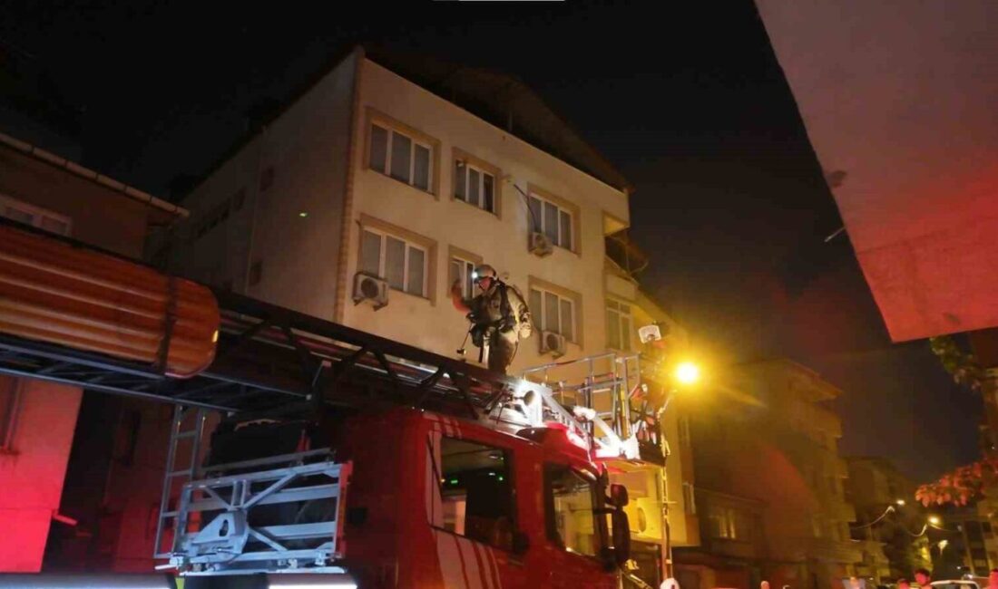 Pendik'te bir binanın çatısında çıkan yangın, gece saatlerinde paniğe yol