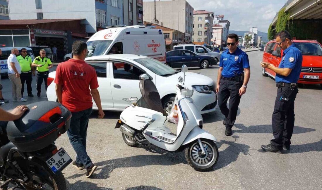 Samsun'un Canik ilçesinde otomobil ve motosiklet arasında meydana gelen kazada